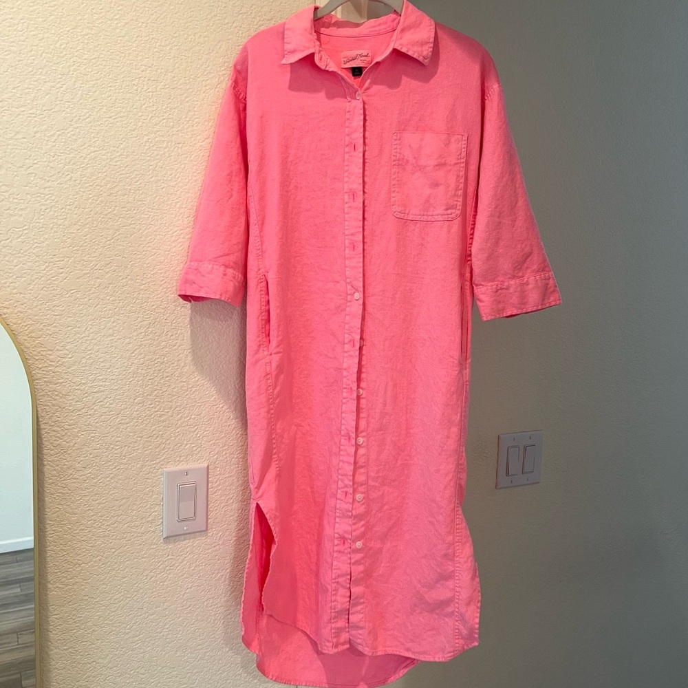 Universal Threads Linen Button Up Shirt Dress Pink